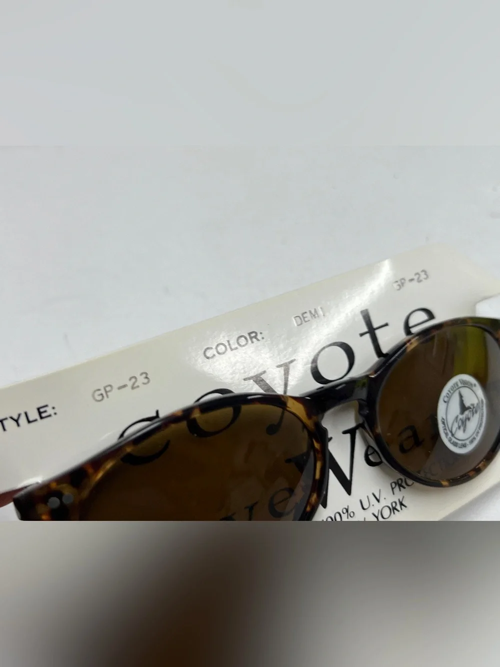 Coyote Eyewear GP-23 Tortoise Sunglasses Brown Lens NOS w Box Vintage
